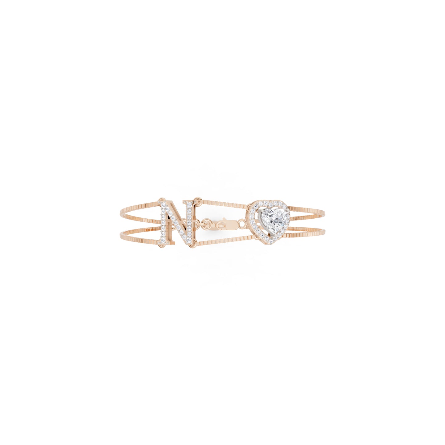 The Heart-Cut Station & Letter Bracelet