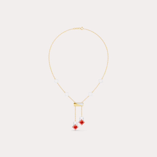 The Geometric Princess-Cut Duo & Round-Cluster Pendant