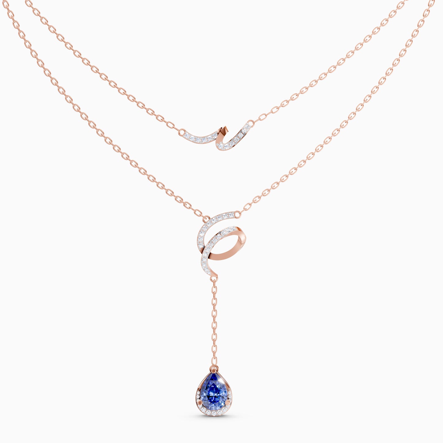 The Interlocking Round-Diamond Ribbon & Pear Cascade