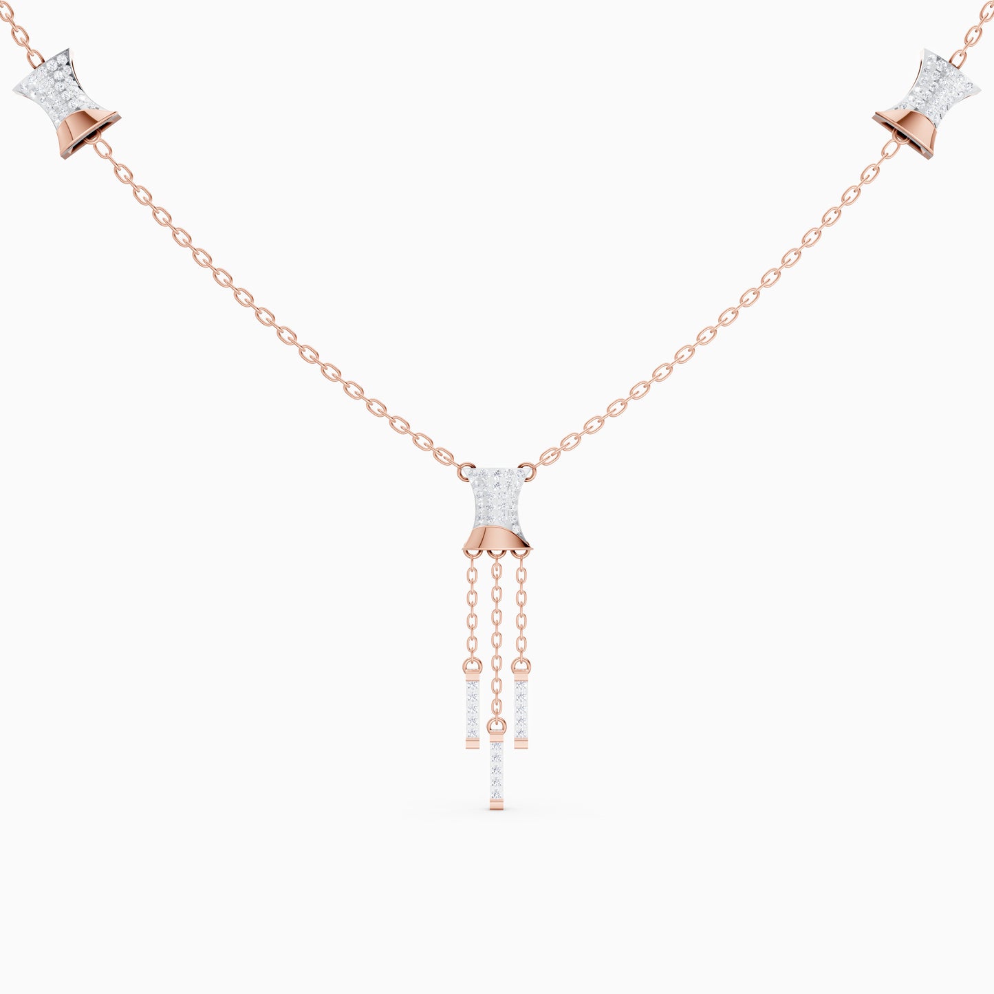 The Architectural Hourglass & Round-Diamond Fringe Pendant
