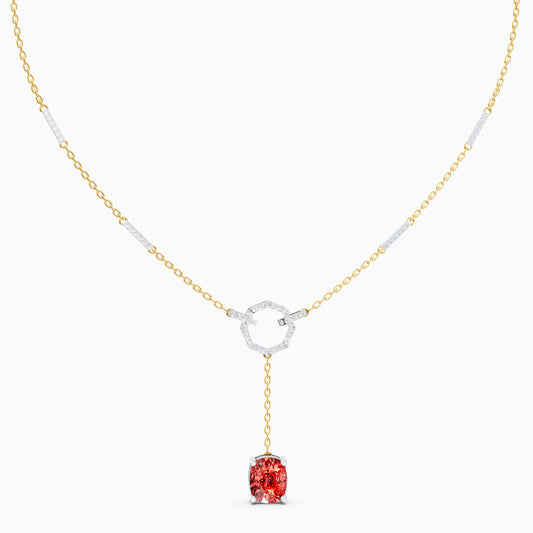 The Cushion-Cut Ruby-Tone & Octagonal Ring Pendant - 18KT