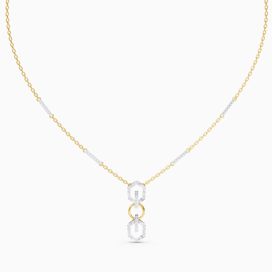 The Triple-Link Geometric Round Solitaire Necklace