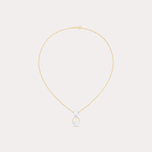 The Linked Round-Stone Bar & Pointed Shield Necklace