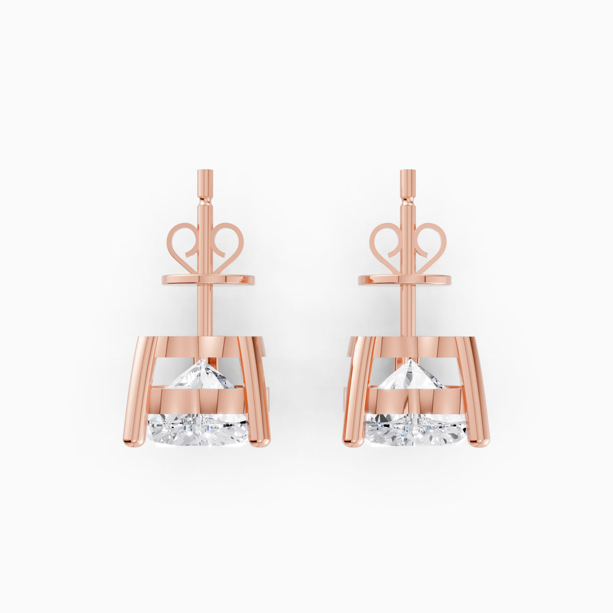 Celeste Heart Solitaire Diamond Stud Earrings - 14KT