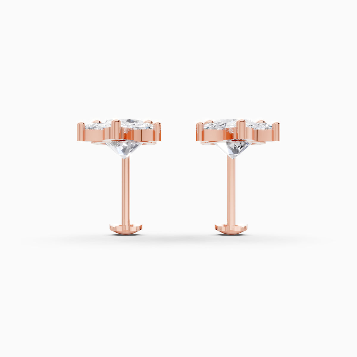 The Tiered Foliage Collet Diamond Drop Earrings - 14KT