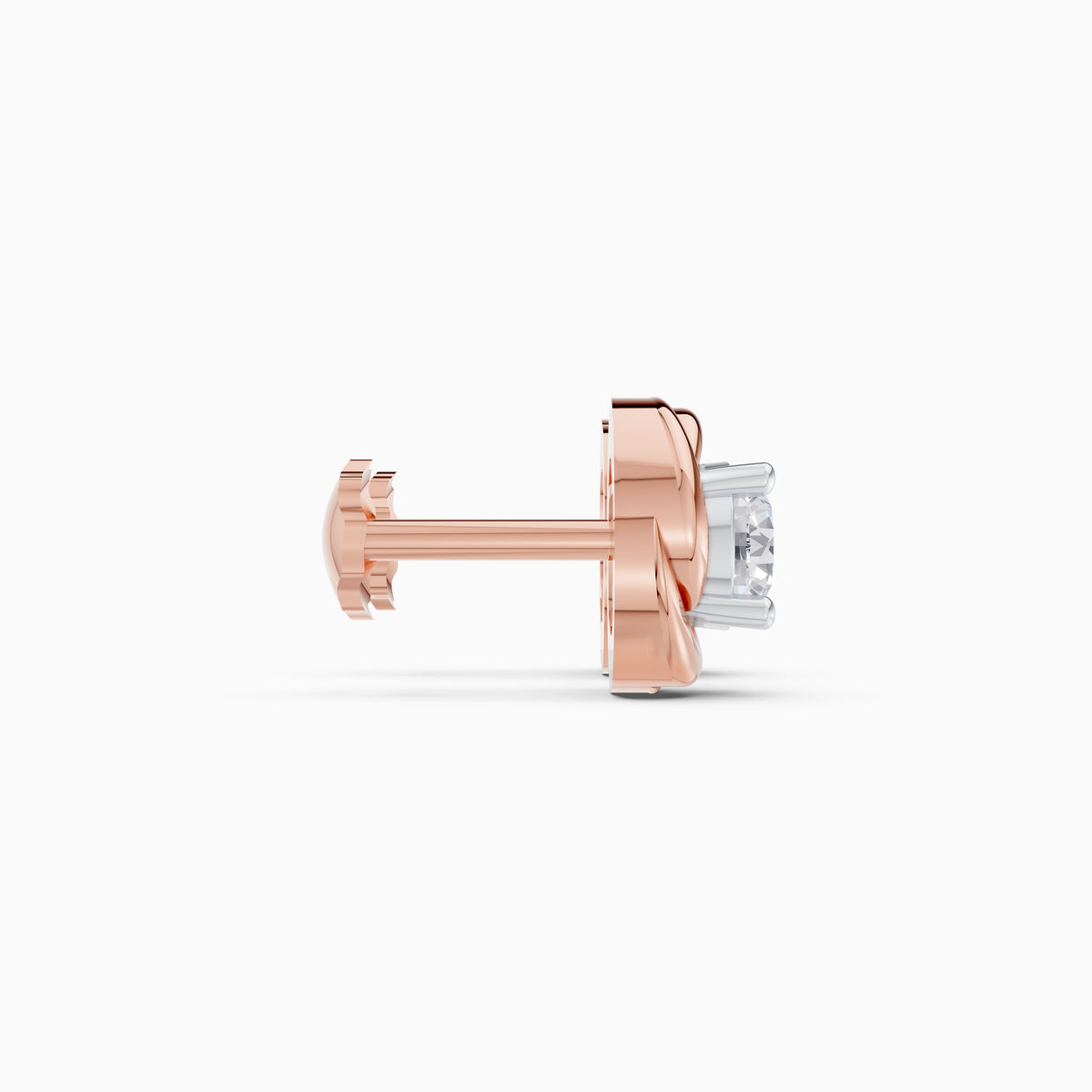 The Mireille Sculpted Wave Solitaire Stud Earrings - 14KT