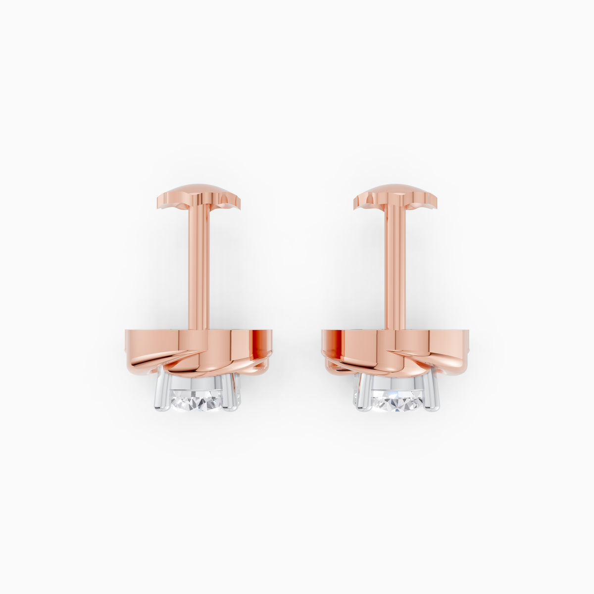 The Mireille Sculpted Wave Solitaire Stud Earrings - 14KT