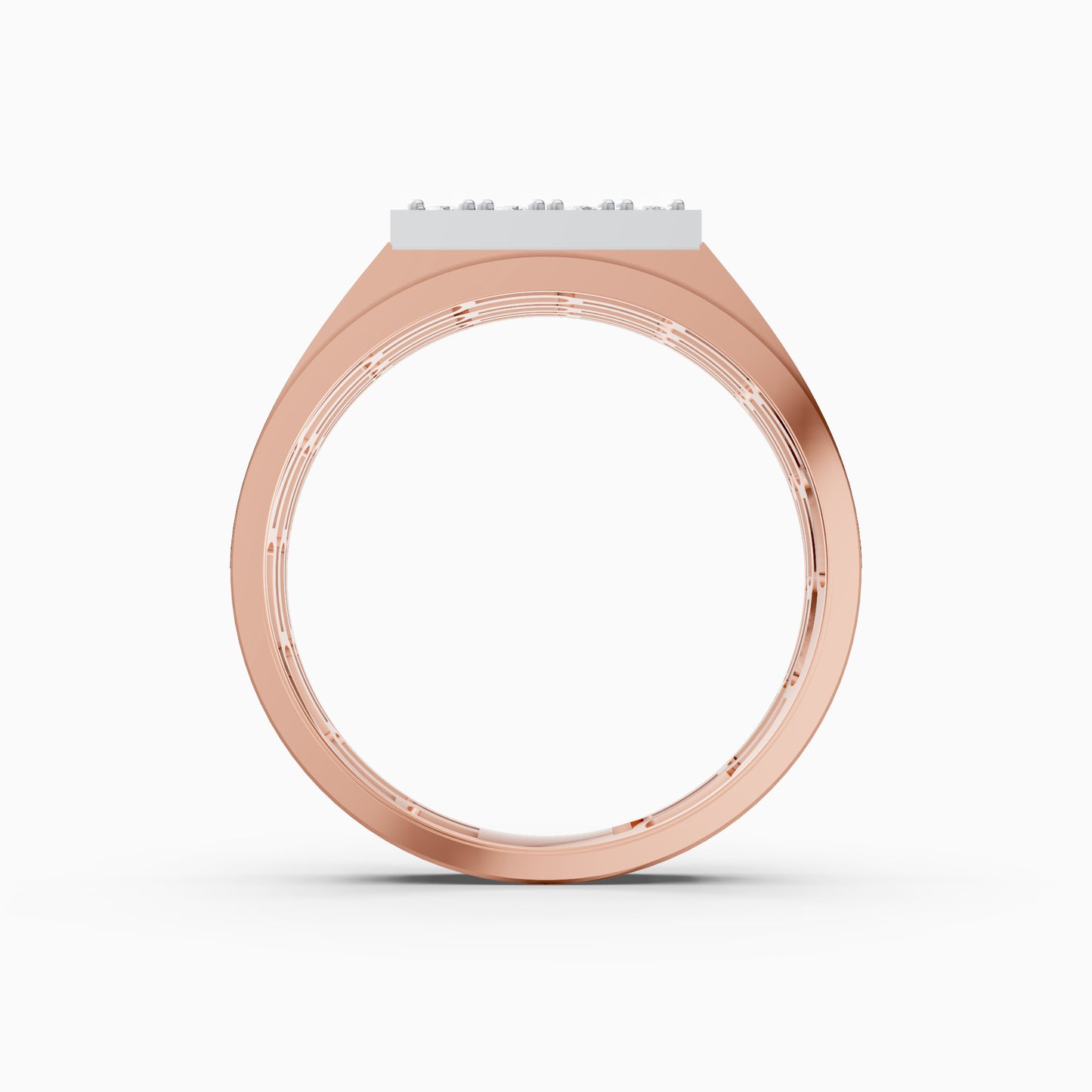 The Edgy Round-Stone Lattice Mens Ring