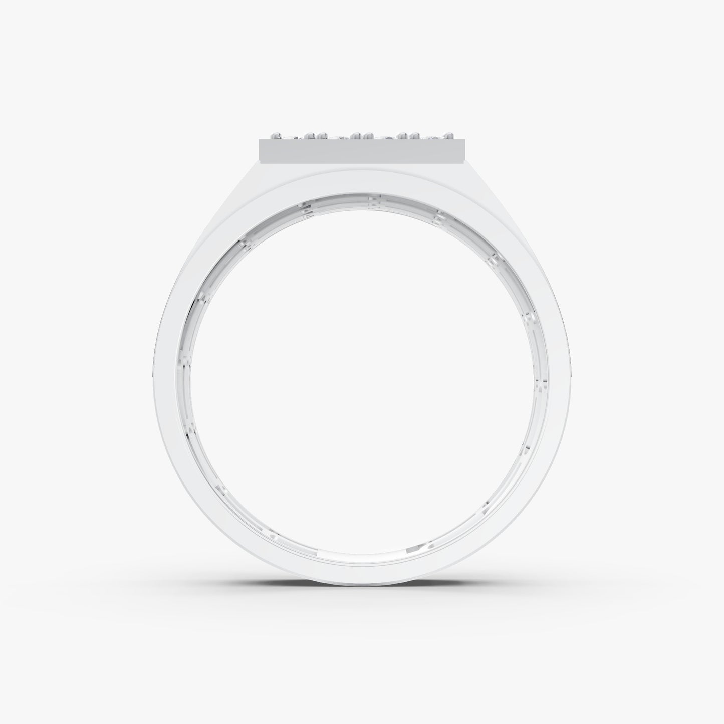 The Edgy Round-Stone Lattice Mens Ring