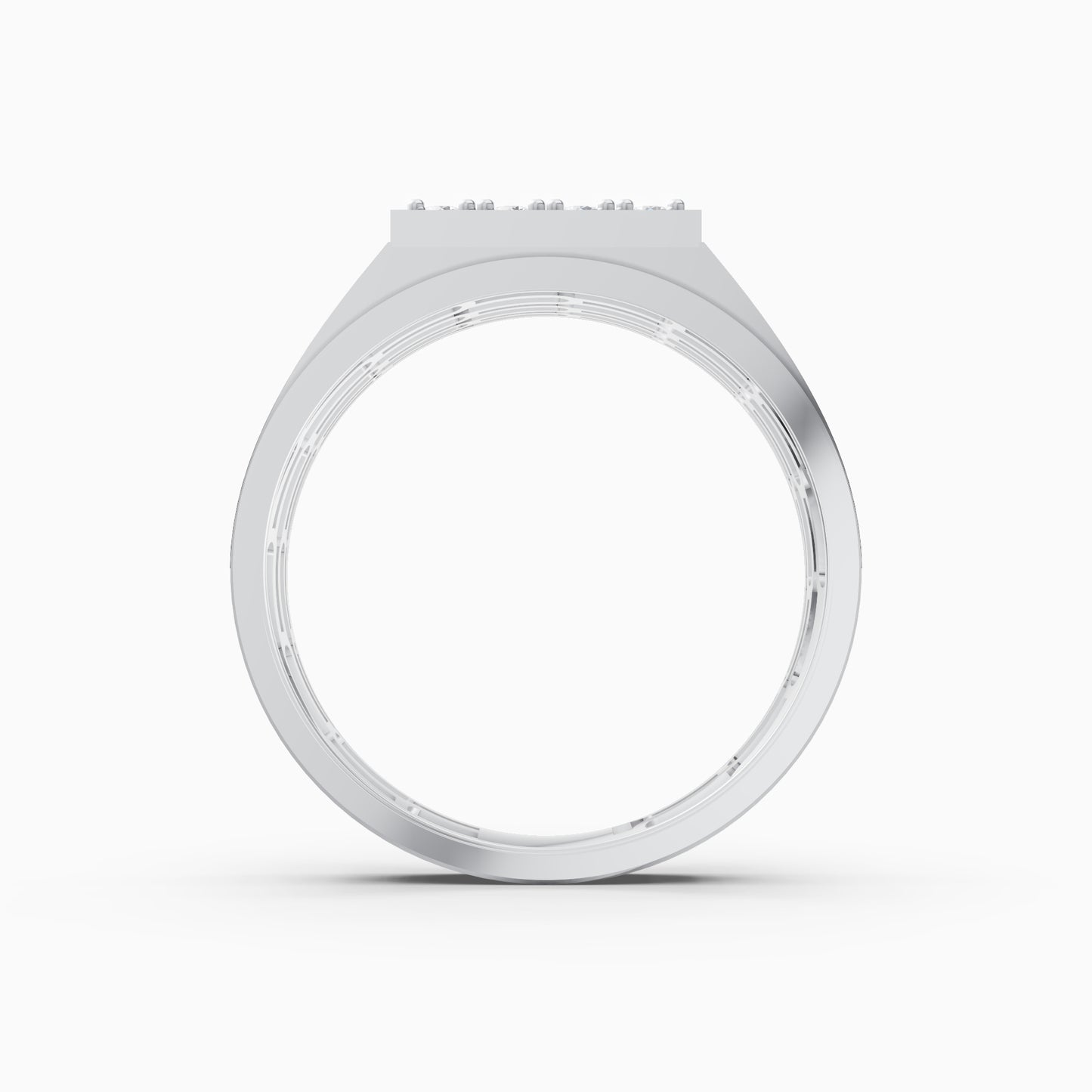 The Edgy Round-Stone Lattice Mens Ring