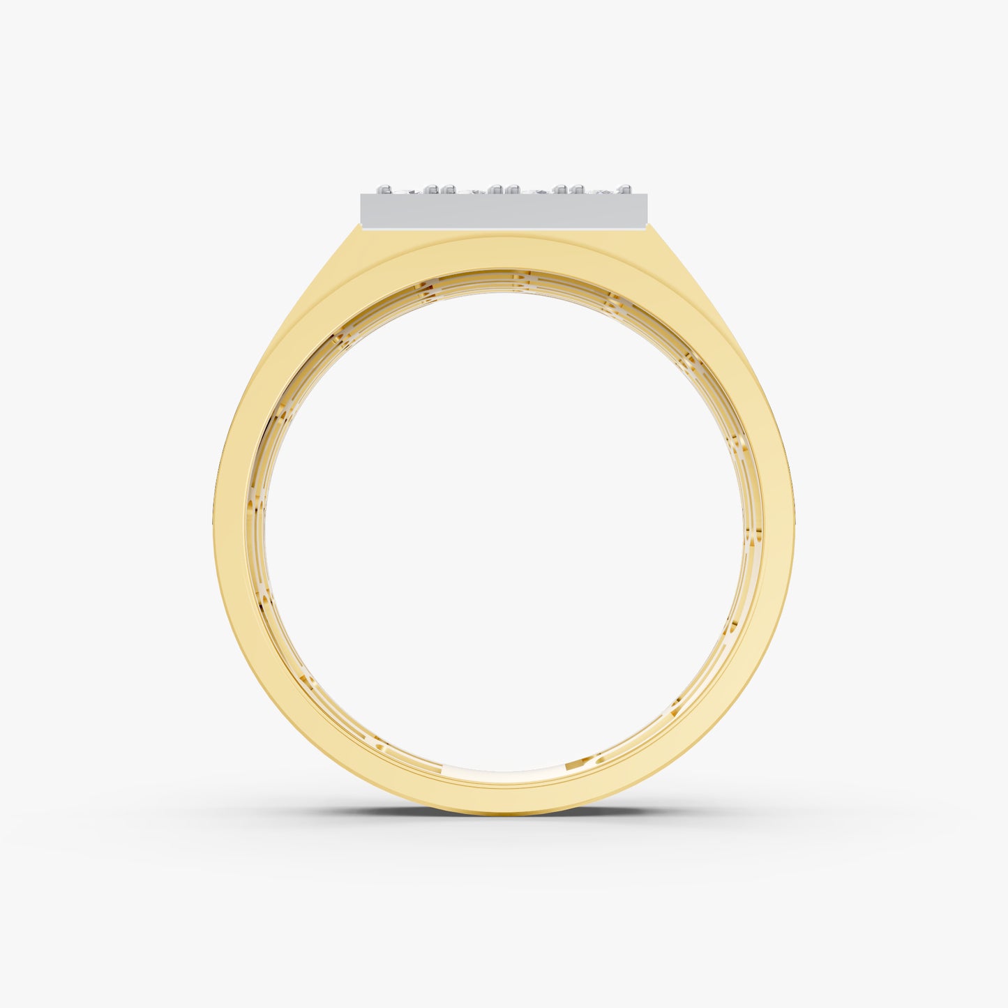 The Edgy Round-Stone Lattice Mens Ring