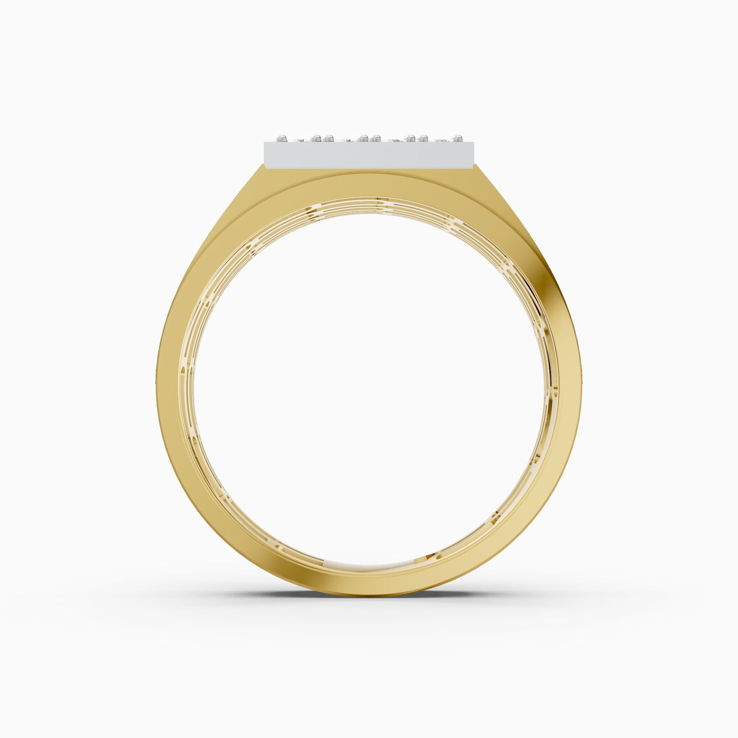 The Edgy Round-Stone Lattice Mens Ring