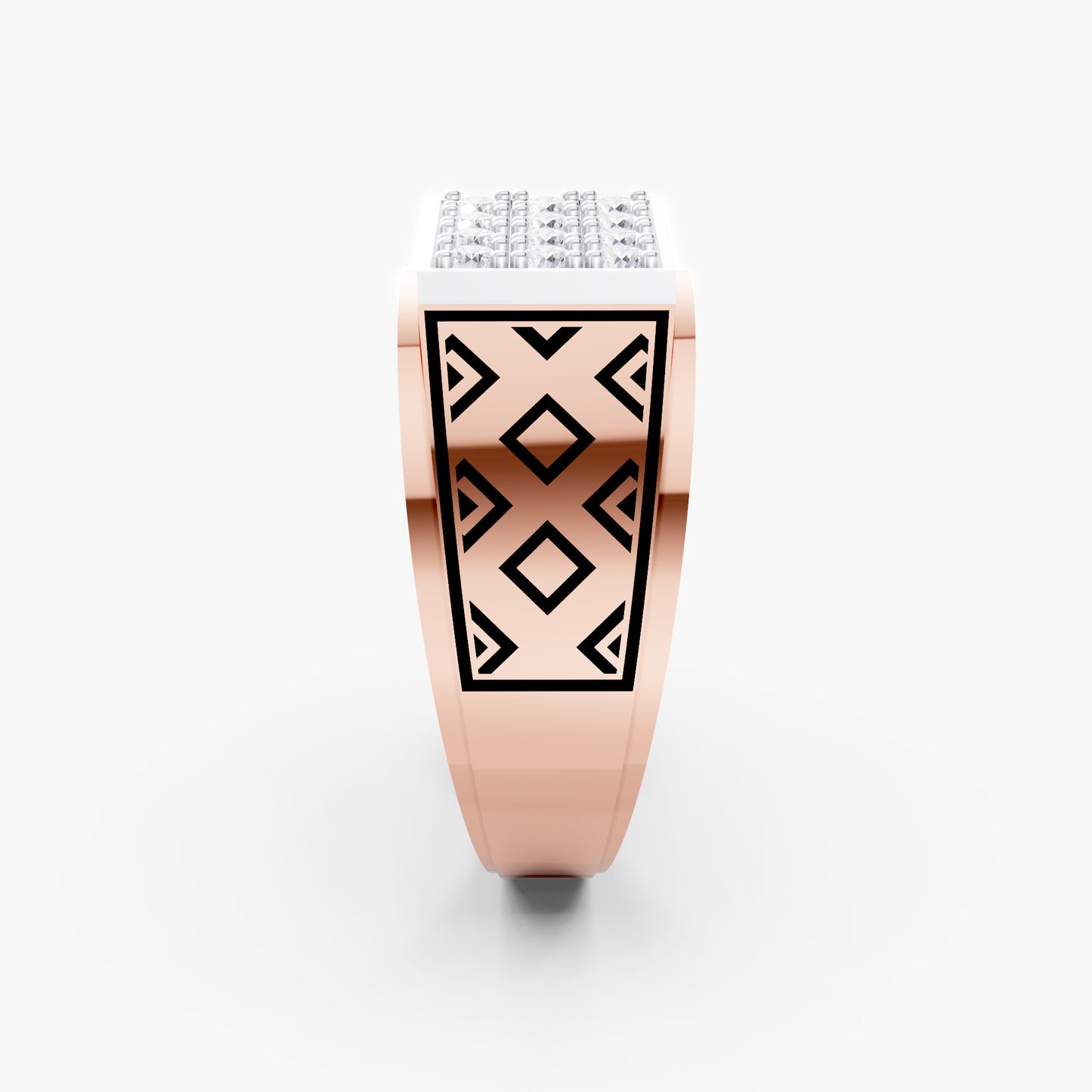 The Edgy Round-Stone Lattice Mens Ring