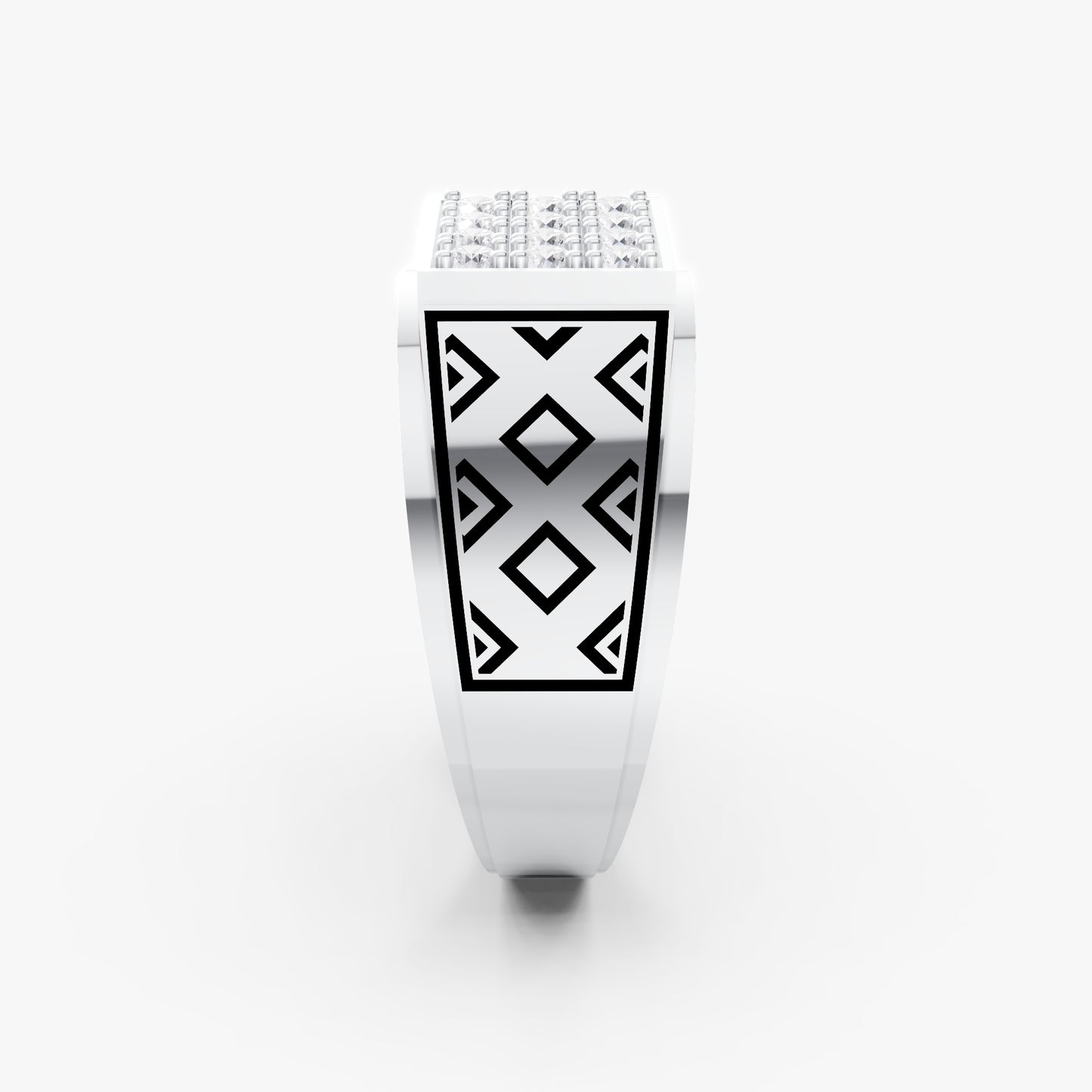 The Edgy Round-Stone Lattice Mens Ring
