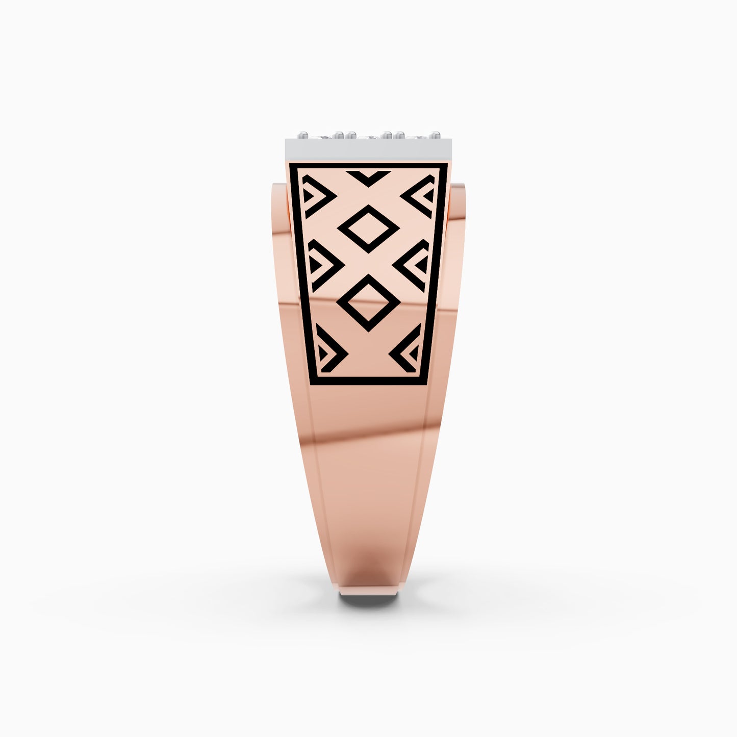 The Edgy Round-Stone Lattice Mens Ring