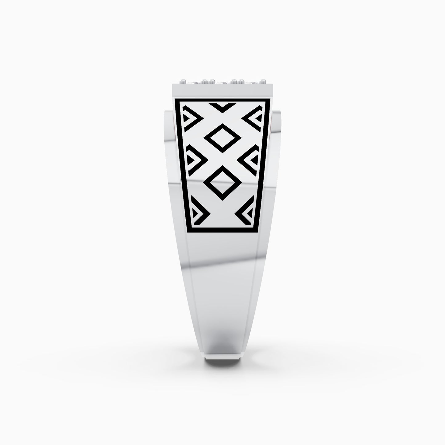 The Edgy Round-Stone Lattice Mens Ring