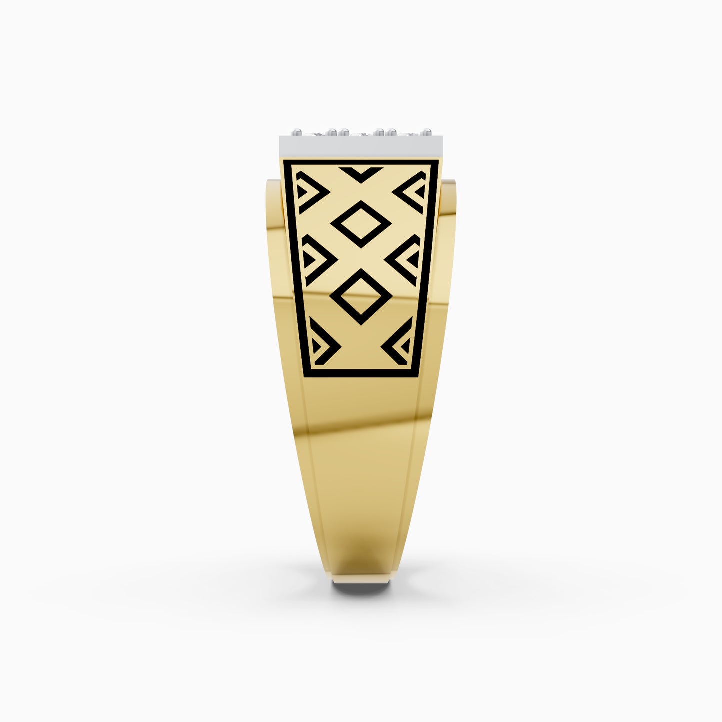 The Edgy Round-Stone Lattice Mens Ring