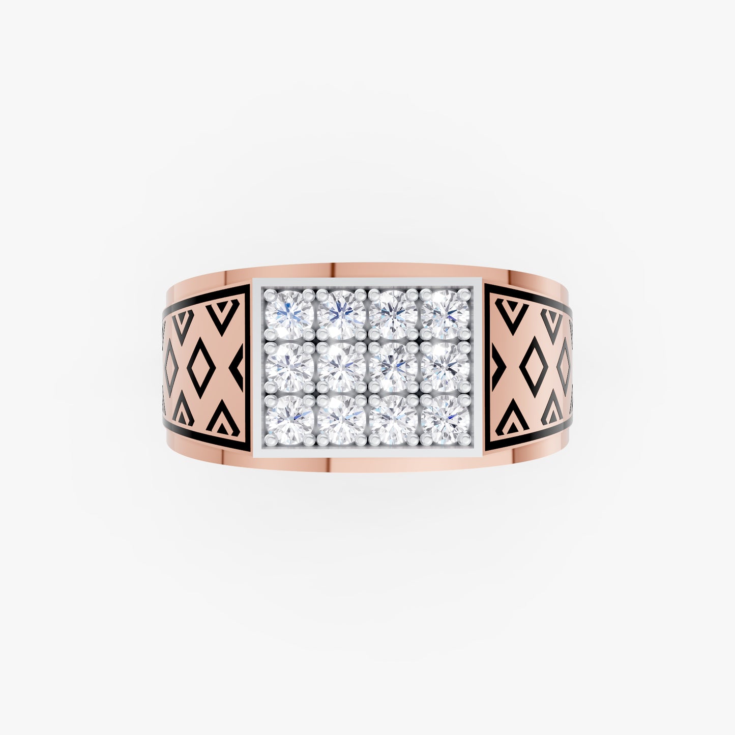 The Edgy Round-Stone Lattice Mens Ring