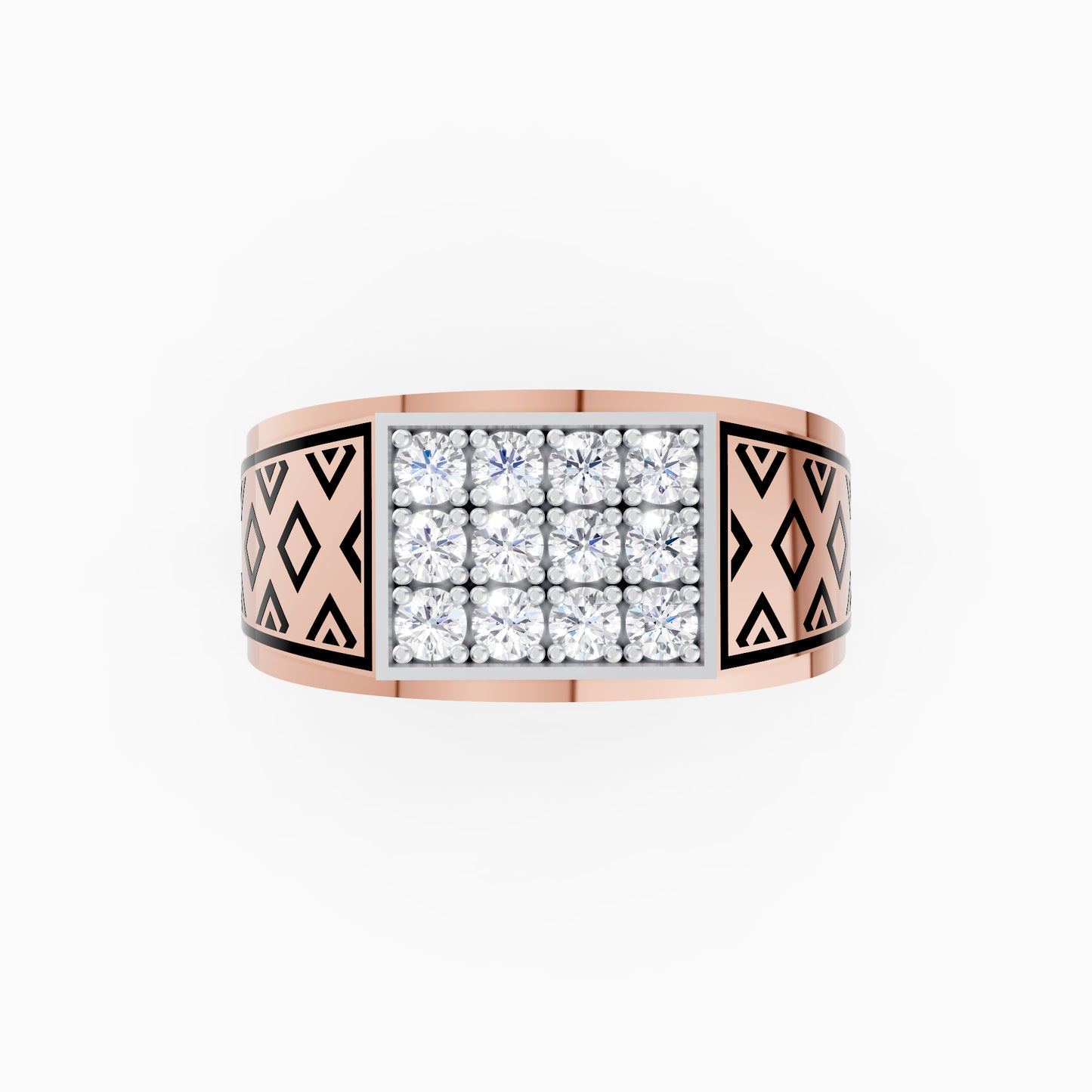 The Edgy Round-Stone Lattice Mens Ring