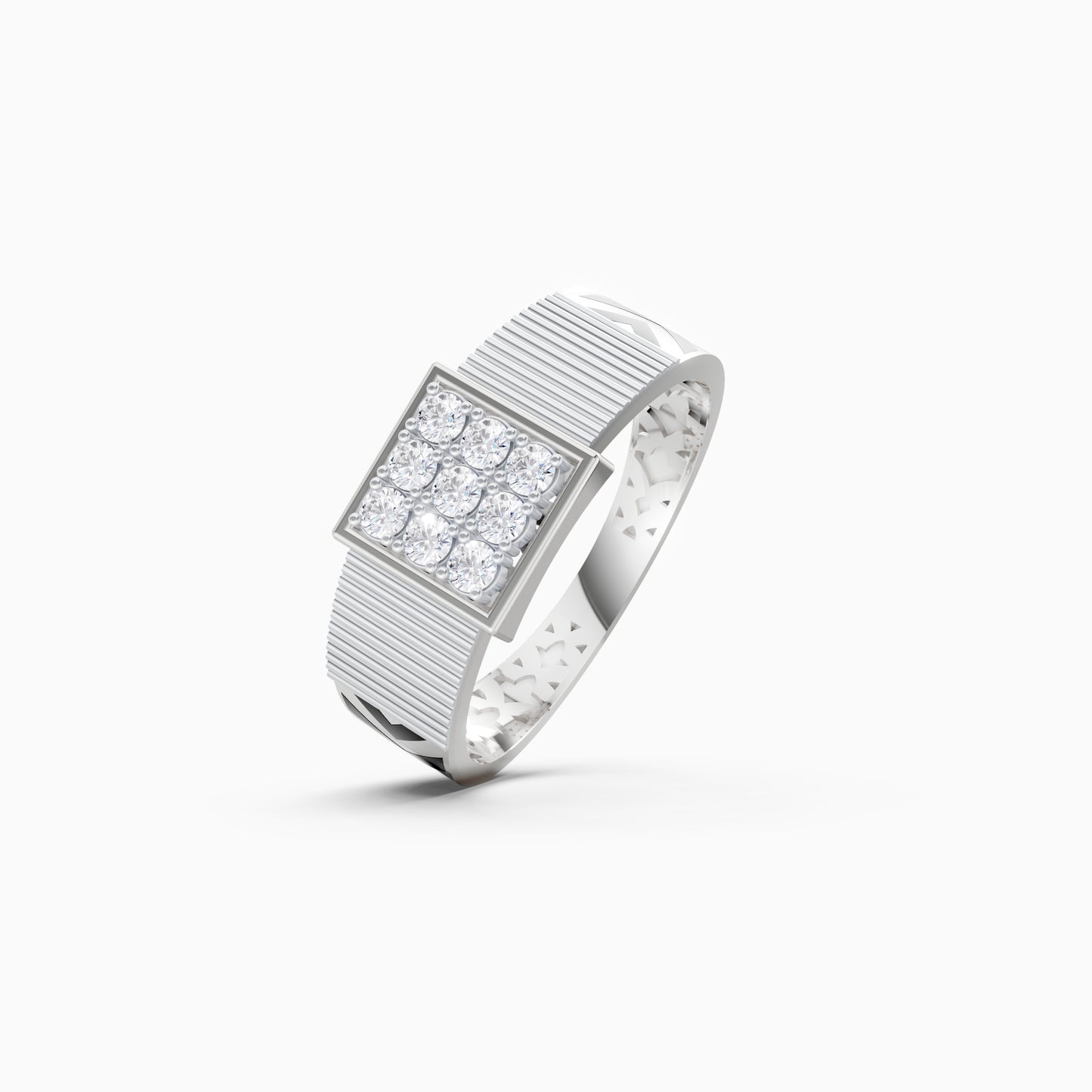 The Nine Round-Diamond Signet Ring