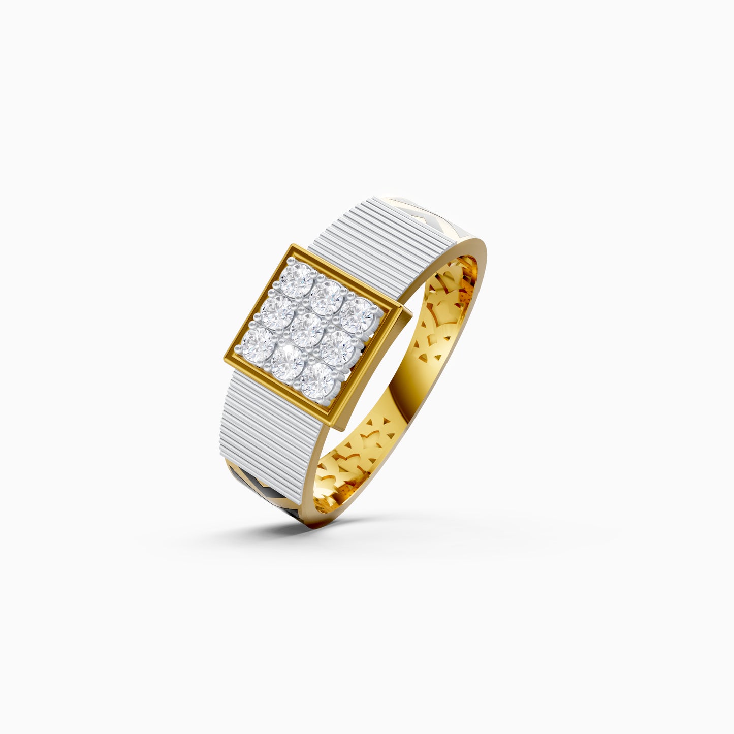 The Nine Round-Diamond Signet Ring