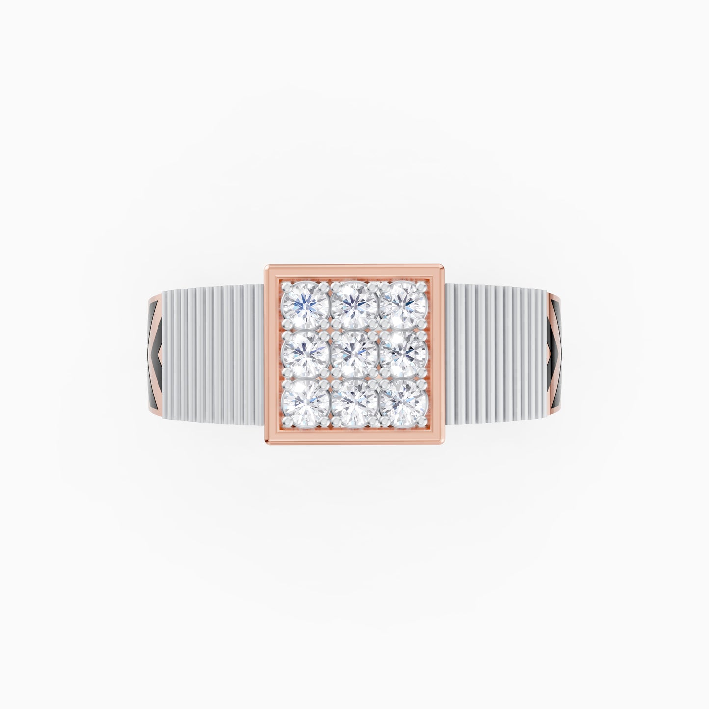 The Nine Round-Diamond Signet Ring