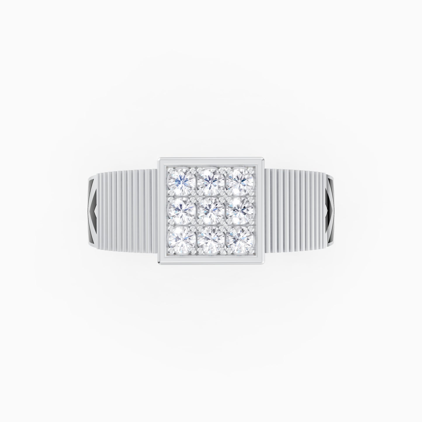 The Nine Round-Diamond Signet Ring