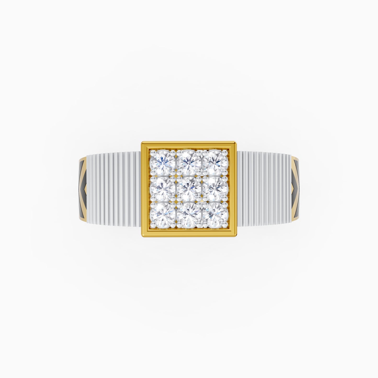 The Nine Round-Diamond Signet Ring