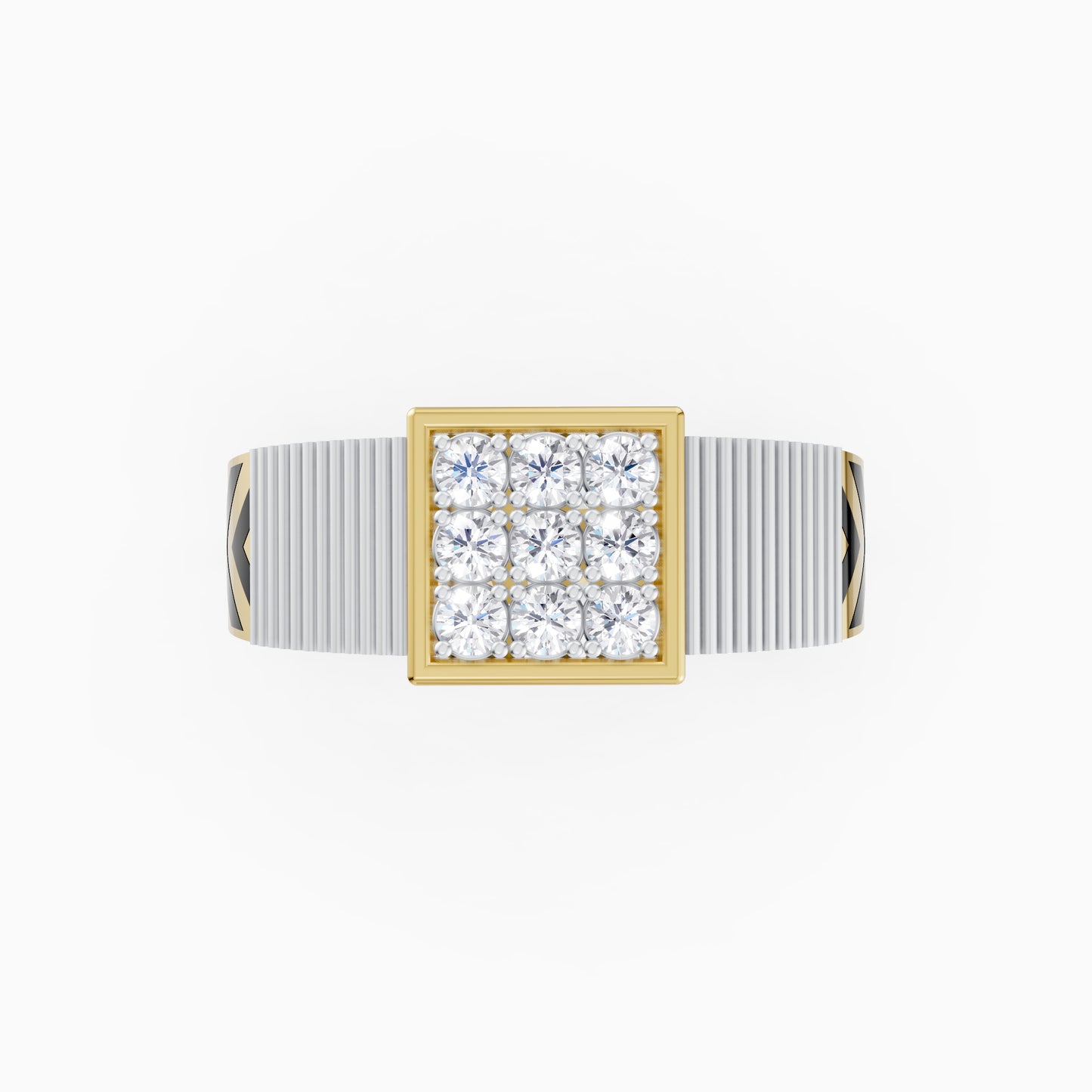 The Nine Round-Diamond Signet Ring