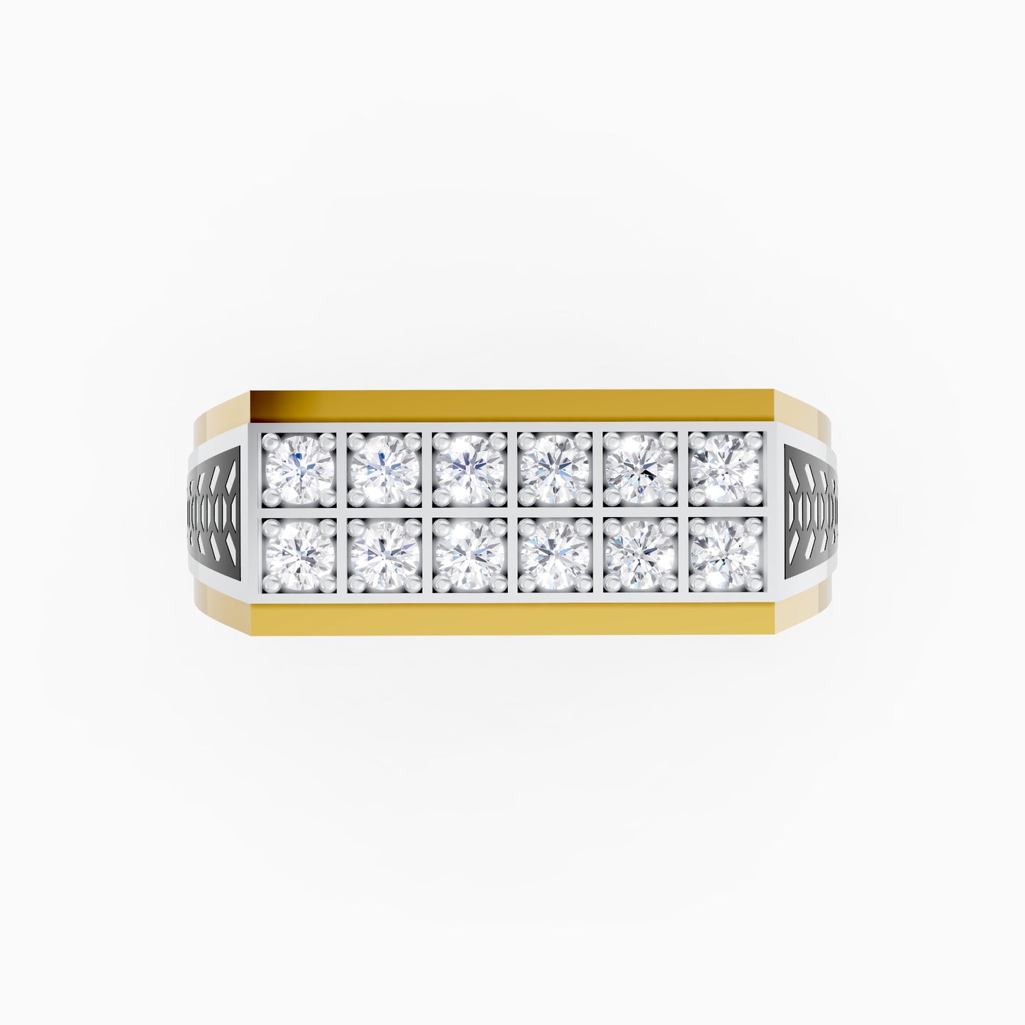 The Twelve-Stone Round Cluster Track Ring