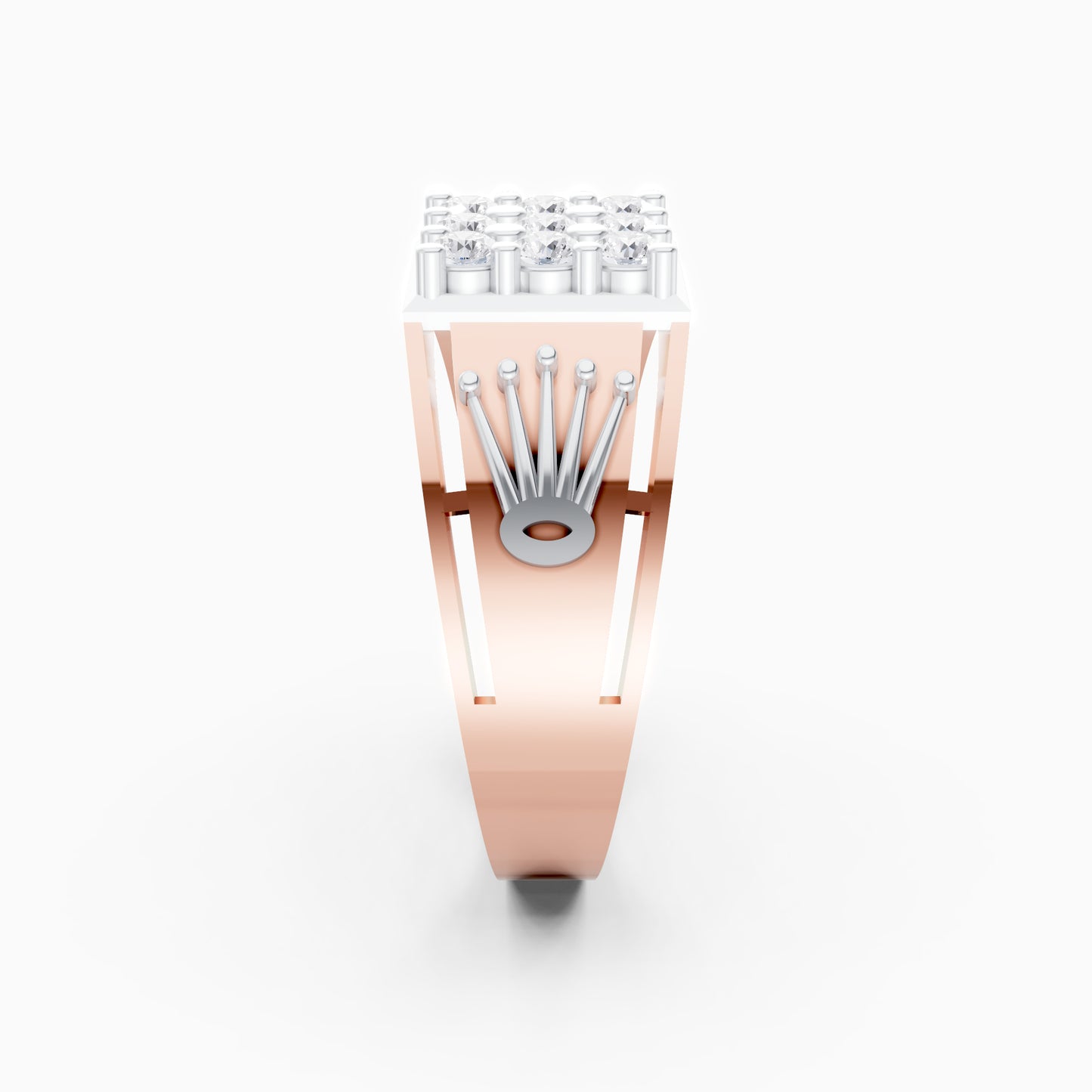 The Watch Crown Motif Square Cluster Ring