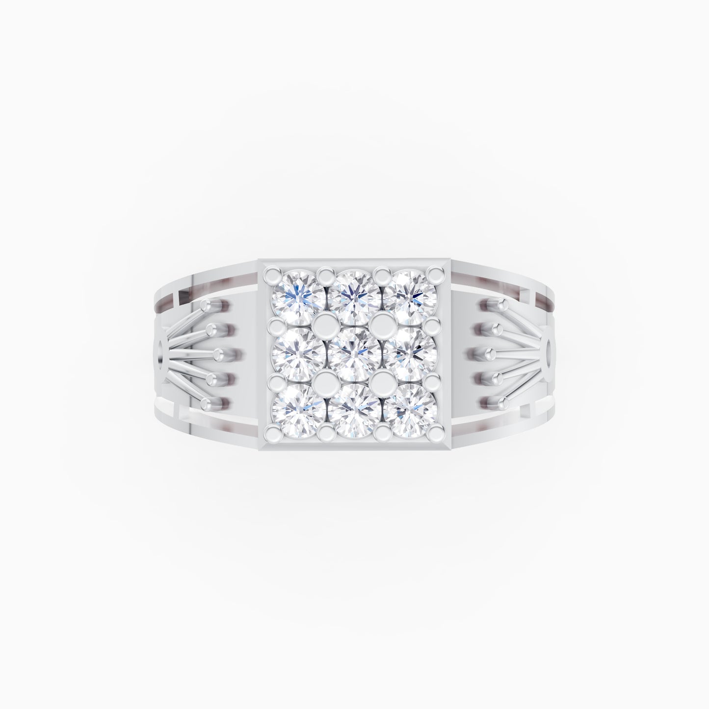 The Watch Crown Motif Square Cluster Ring