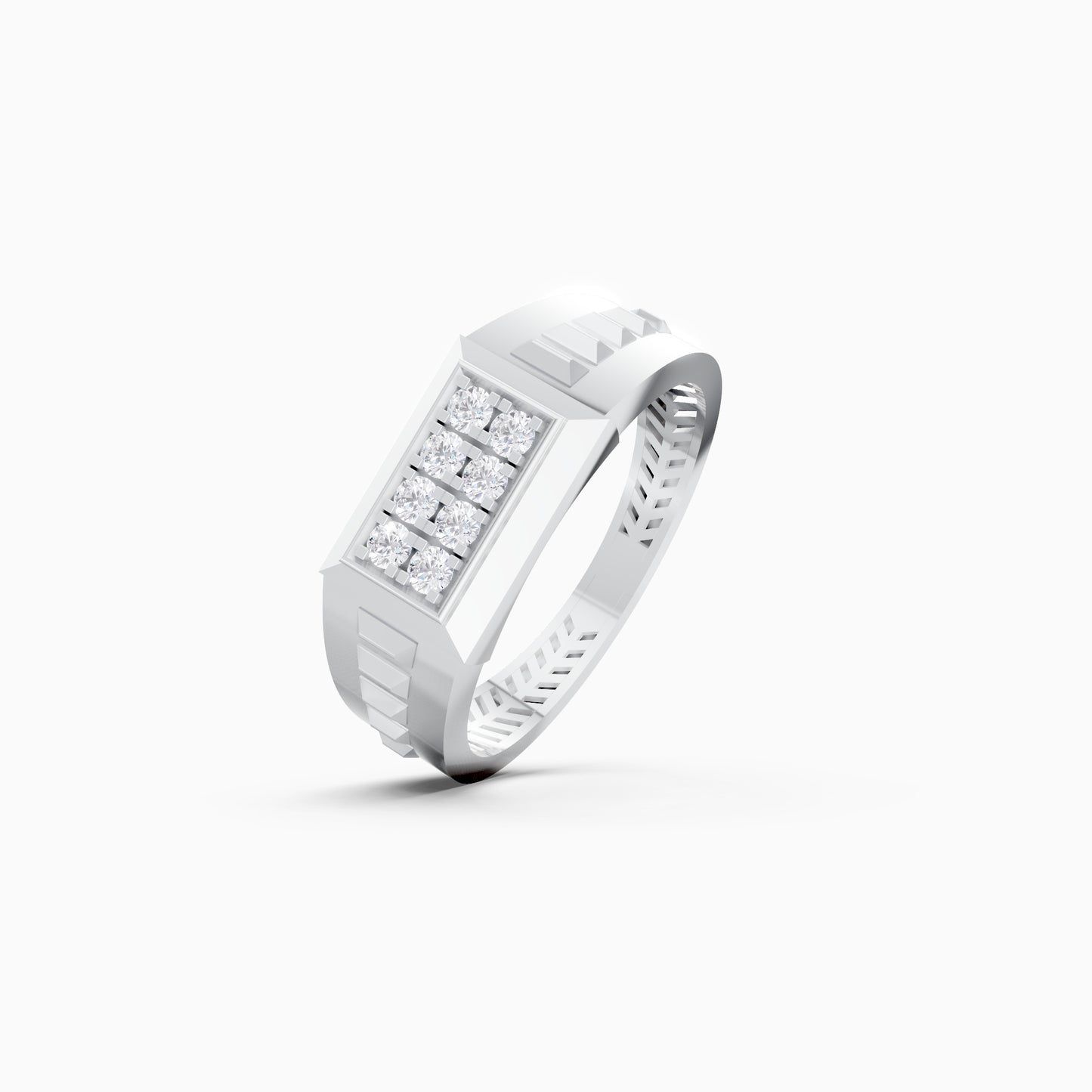 The Linear Eight-Stone Round Cluster Band