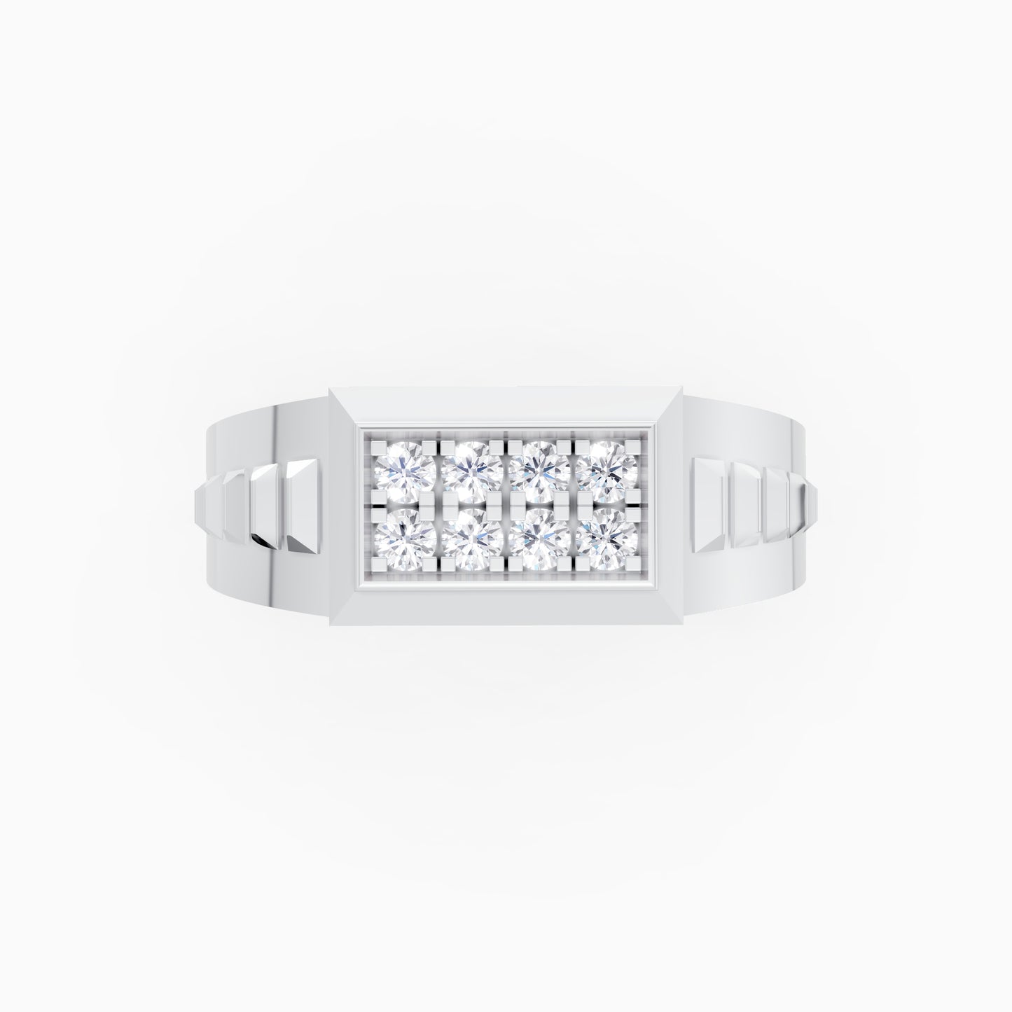 The Linear Eight-Stone Round Cluster Band