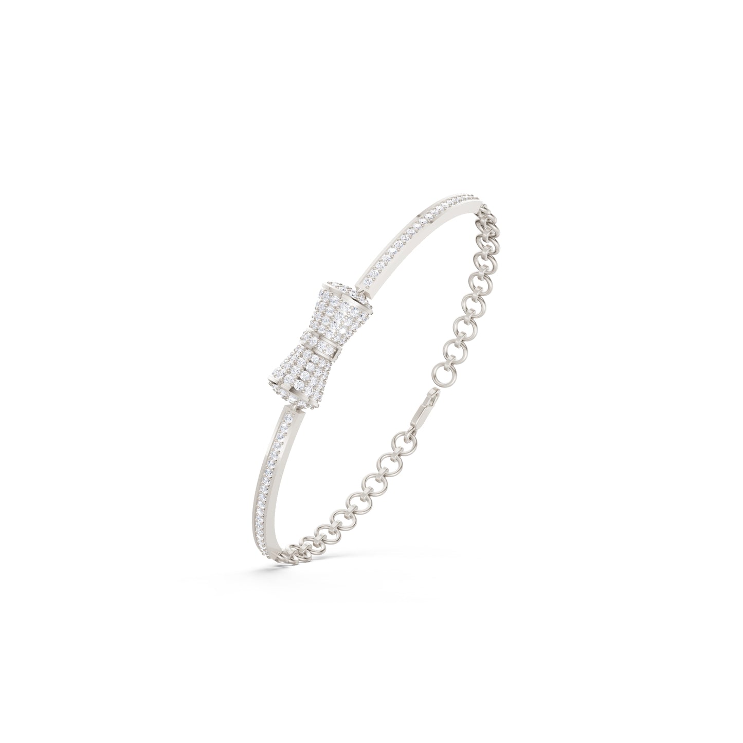 The Flared Round-Stone Drum & Link Bracelet