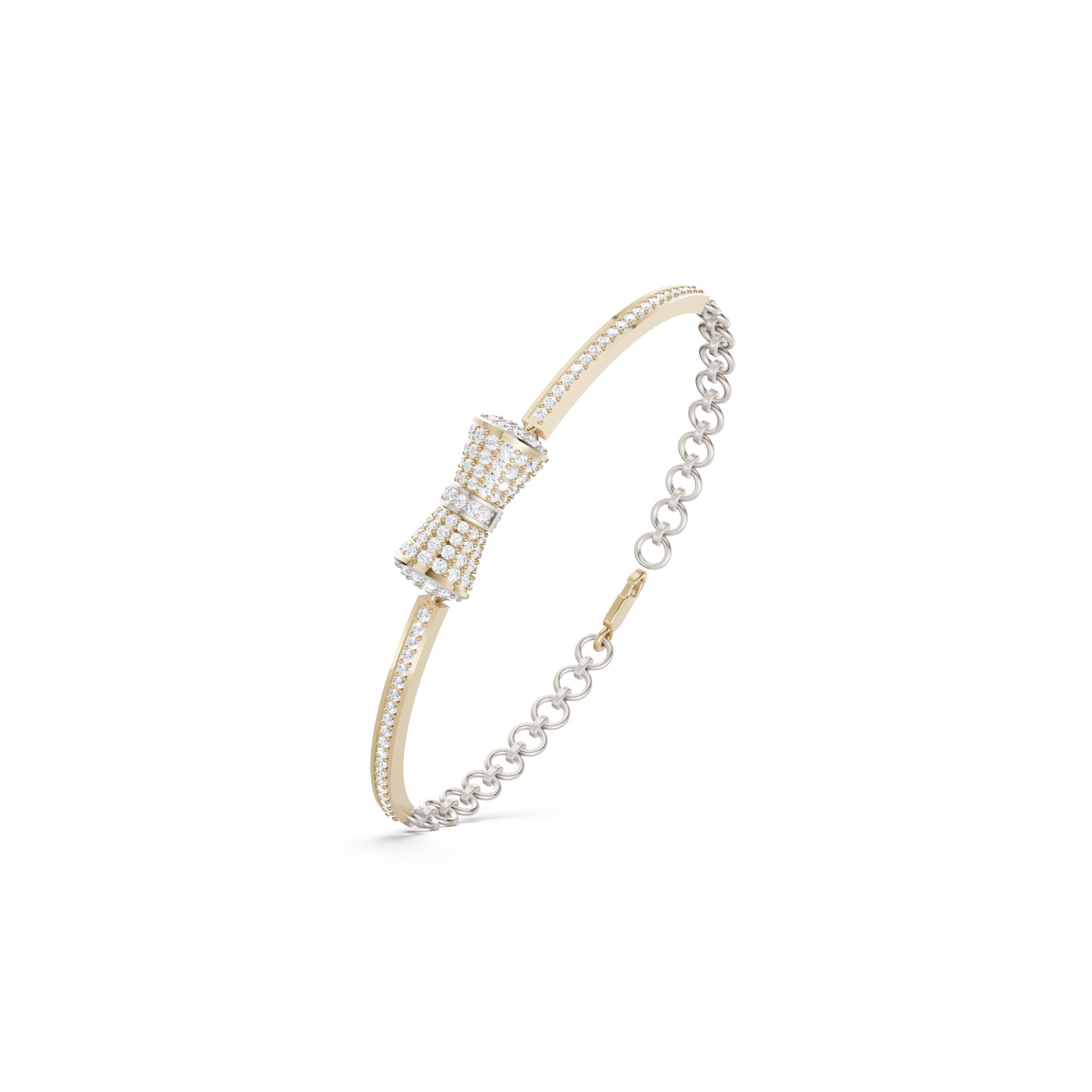The Flared Round-Stone Drum & Link Bracelet