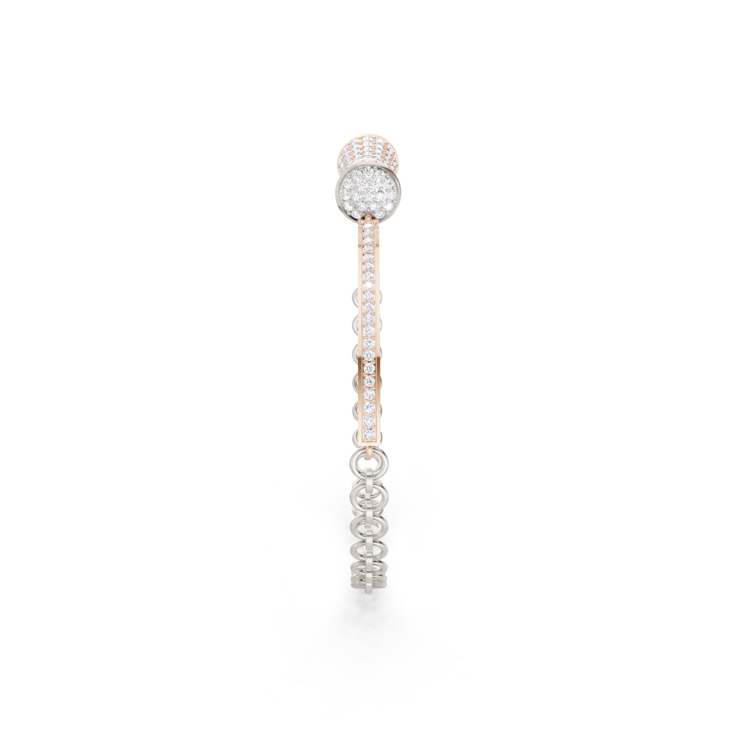The Flared Round-Stone Drum & Link Bracelet