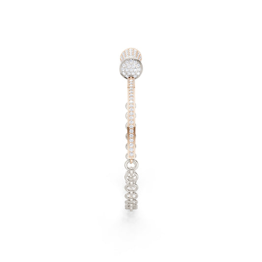 The Flared Round-Stone Drum & Link Bracelet
