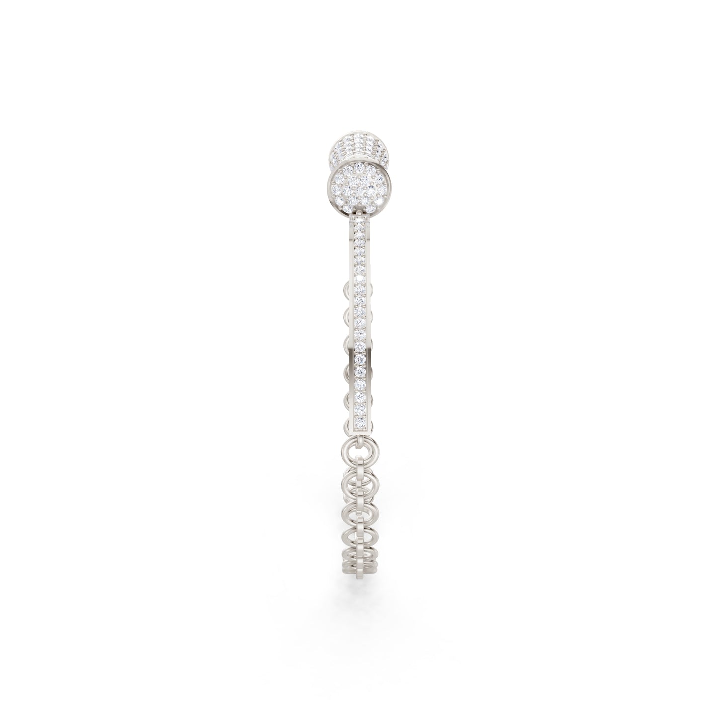 The Flared Round-Stone Drum & Link Bracelet