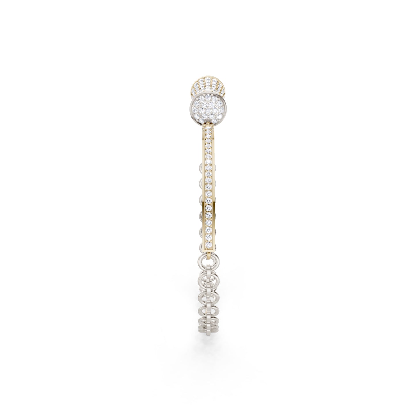 The Flared Round-Stone Drum & Link Bracelet
