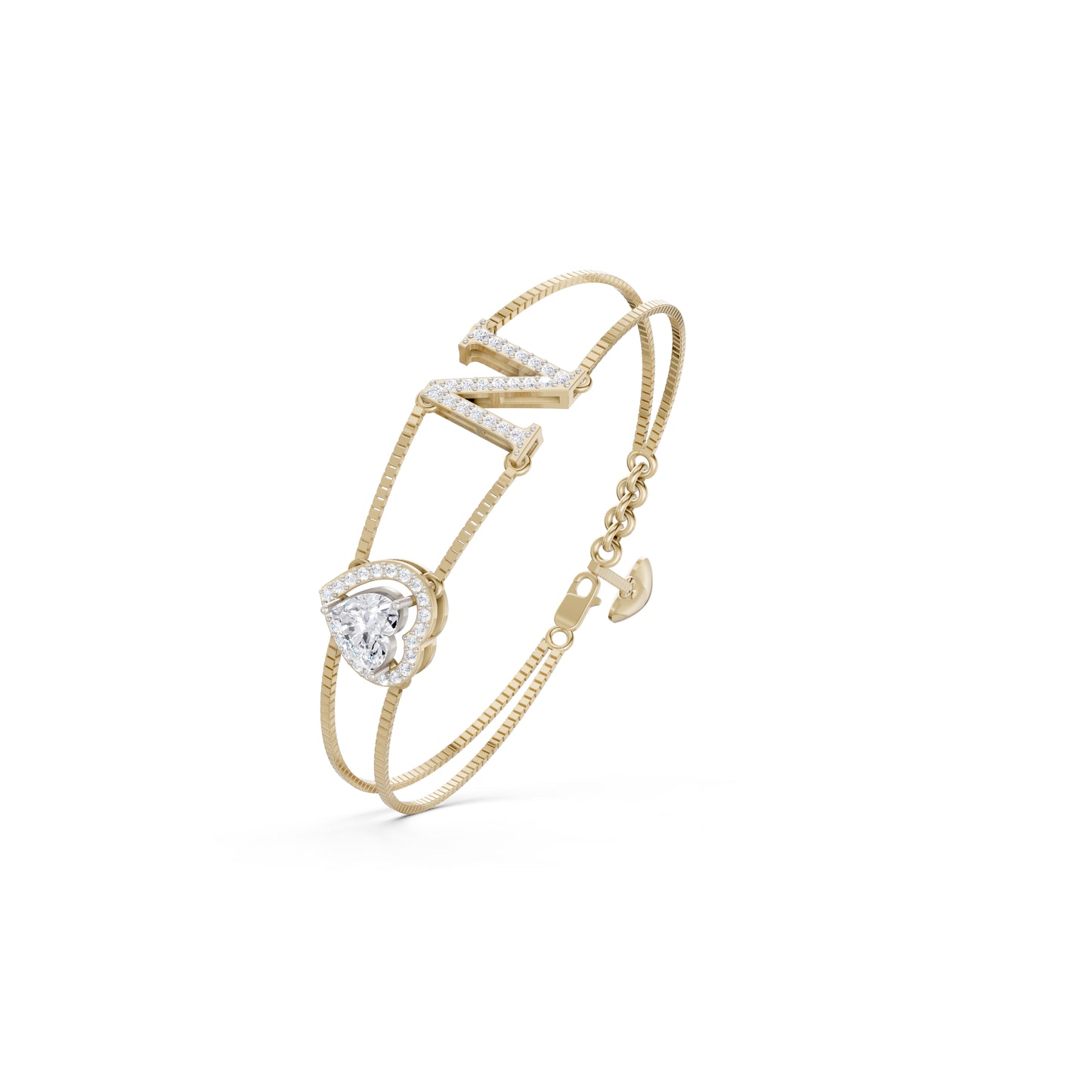 The Heart-Cut Station & Letter Bracelet