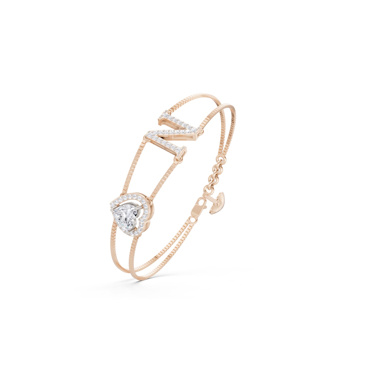 The Heart-Cut Station & Letter Bracelet