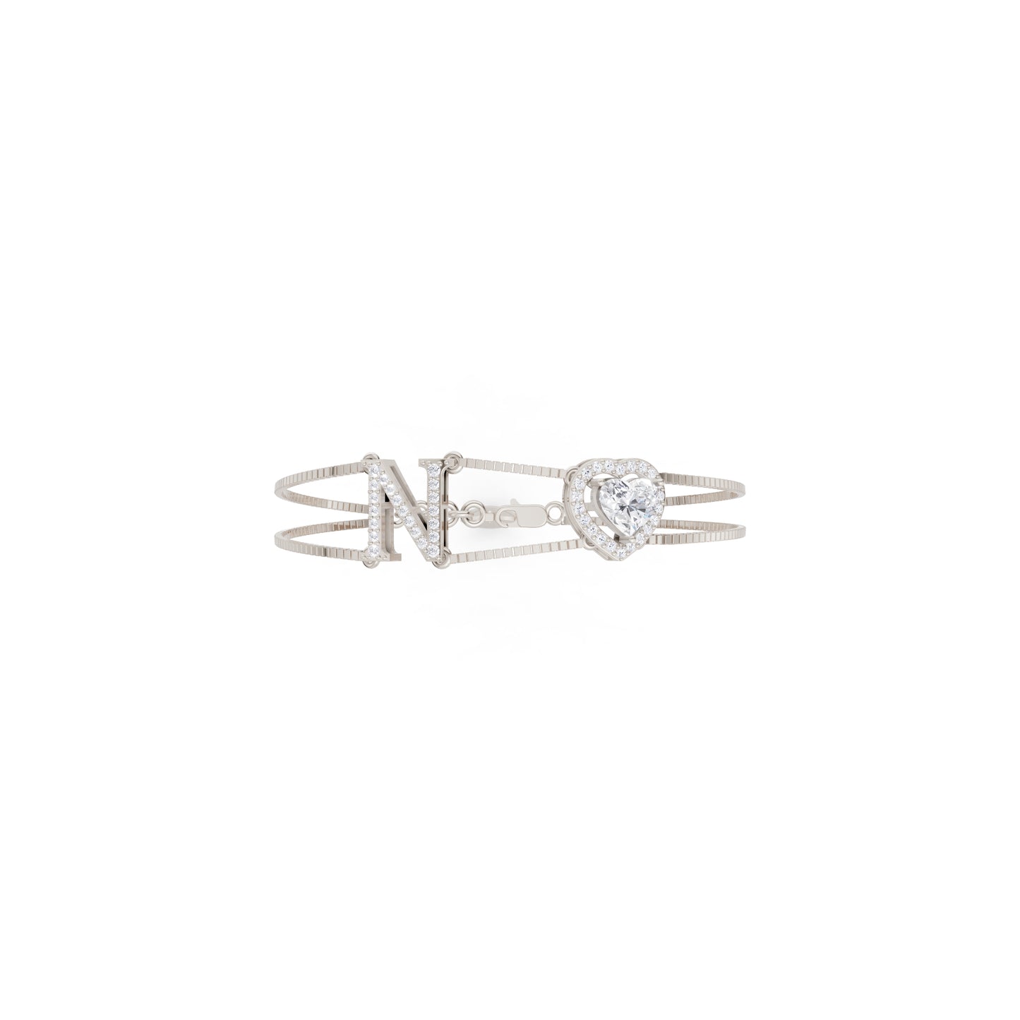 The Heart-Cut Station & Letter Bracelet