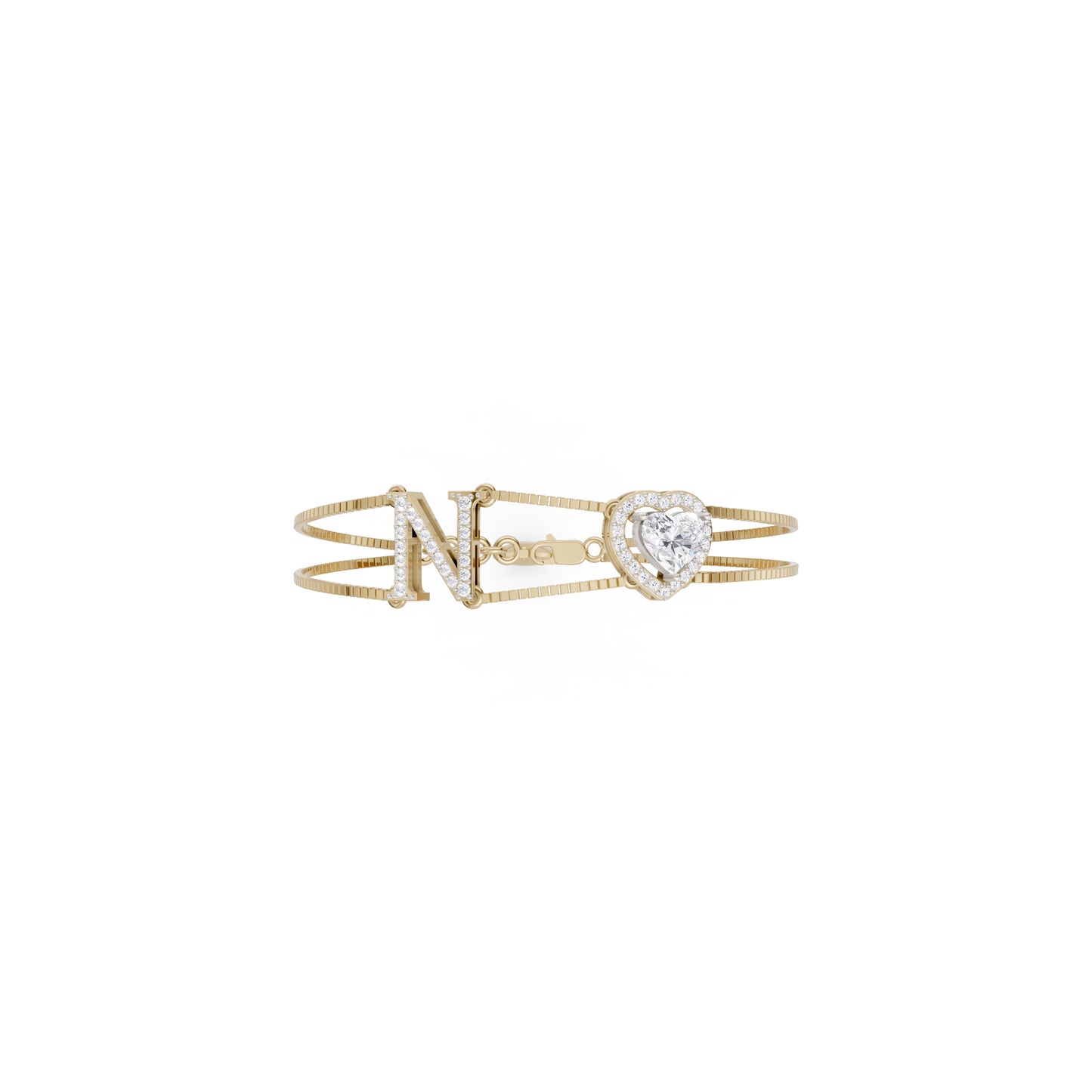 The Heart-Cut Station & Letter Bracelet
