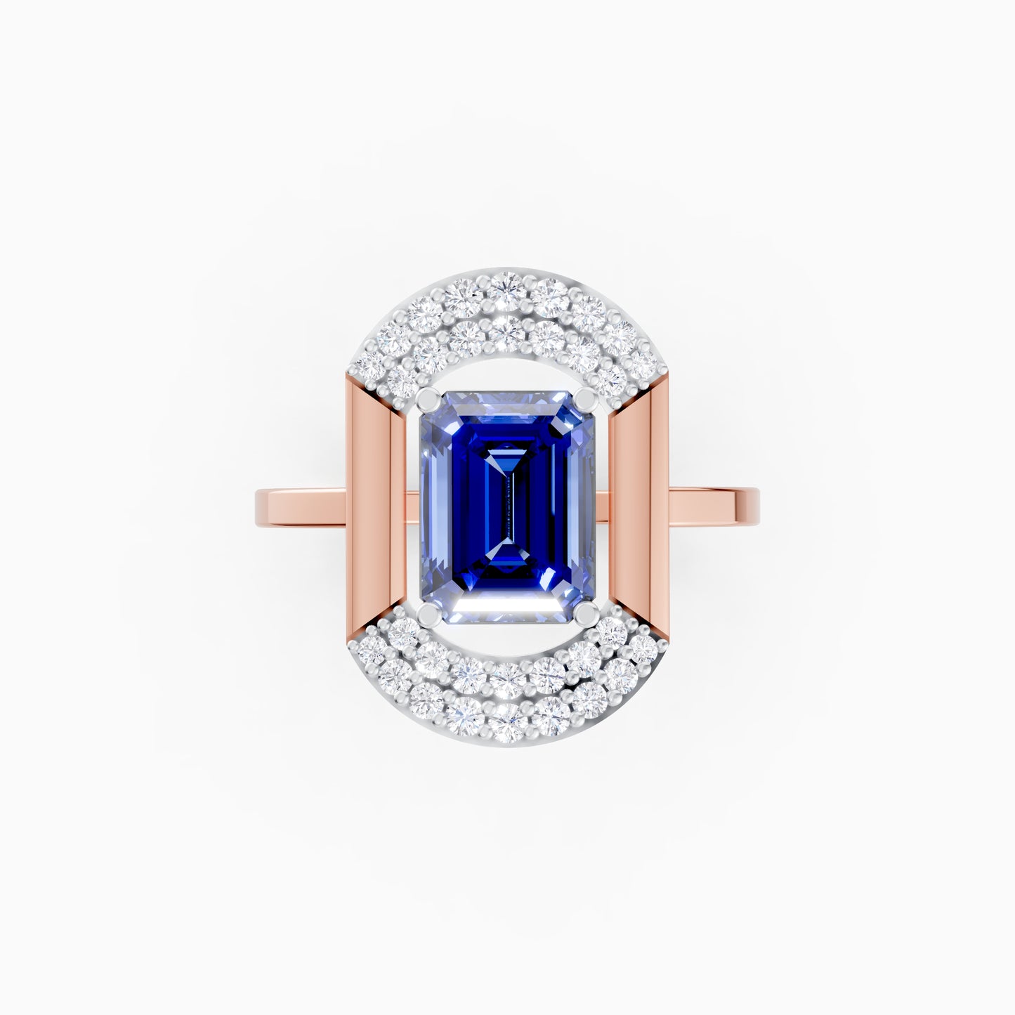 Sapphire Horizon Emerald Cut Ring