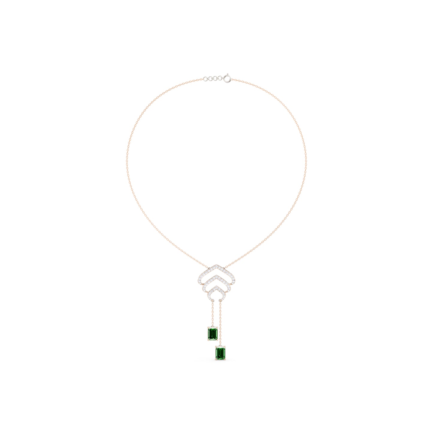 The Emerald-Cut Dual Drop & Round Chevron