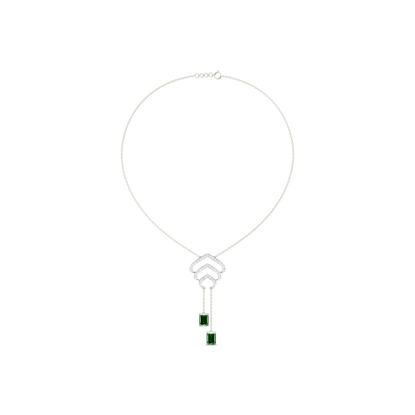 The Emerald-Cut Dual Drop & Round Chevron