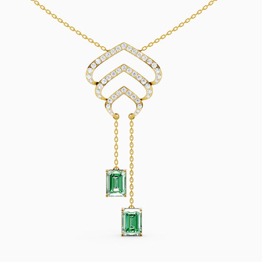The Emerald-Cut Dual Drop & Round Chevron