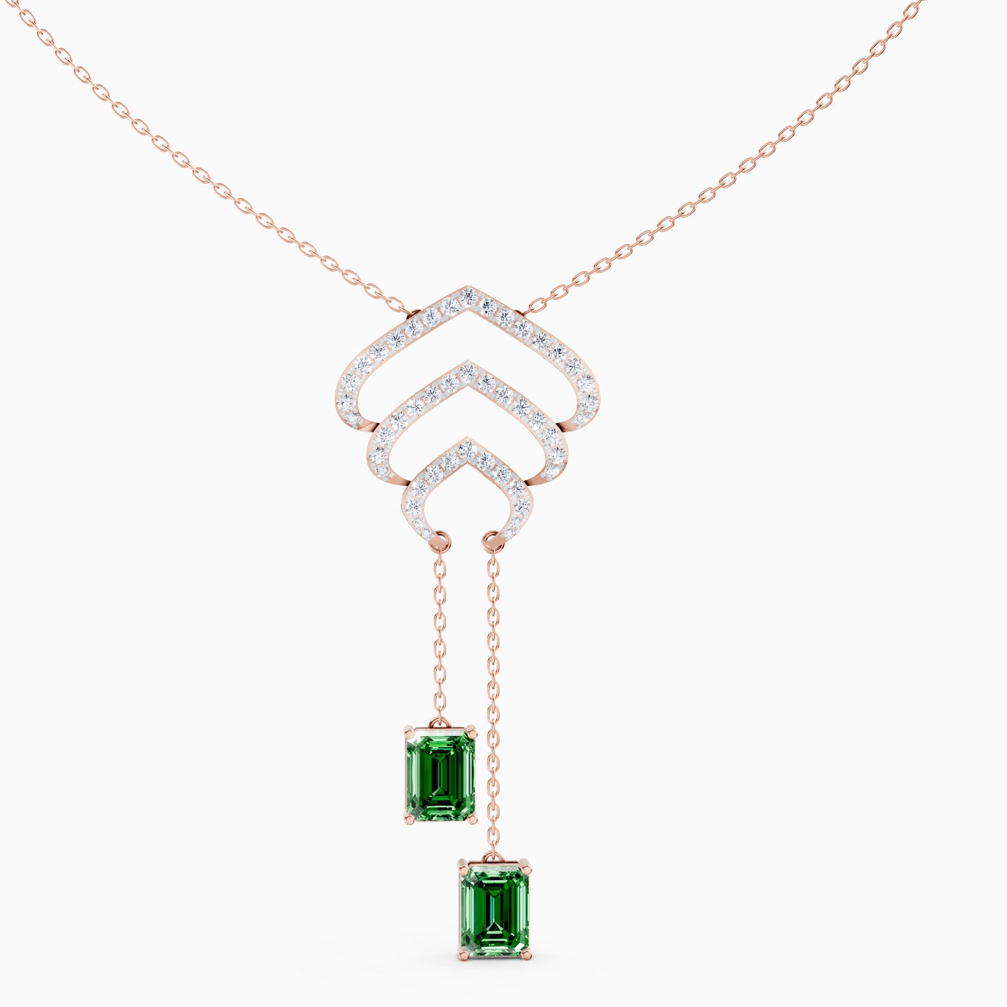 The Emerald-Cut Dual Drop & Round Chevron