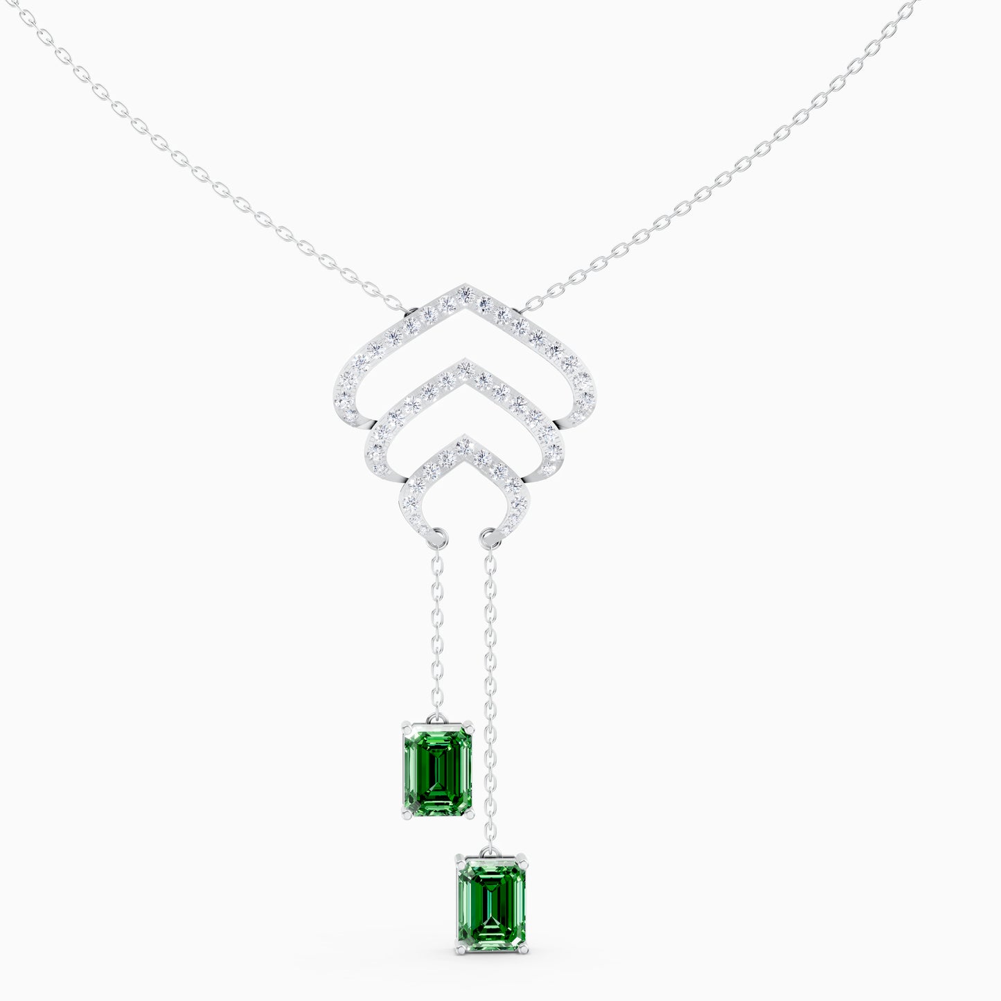 The Emerald-Cut Dual Drop & Round Chevron